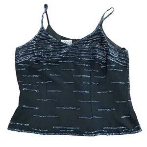J Kara New York sz Large black sequin fitted spaghetti strap top
